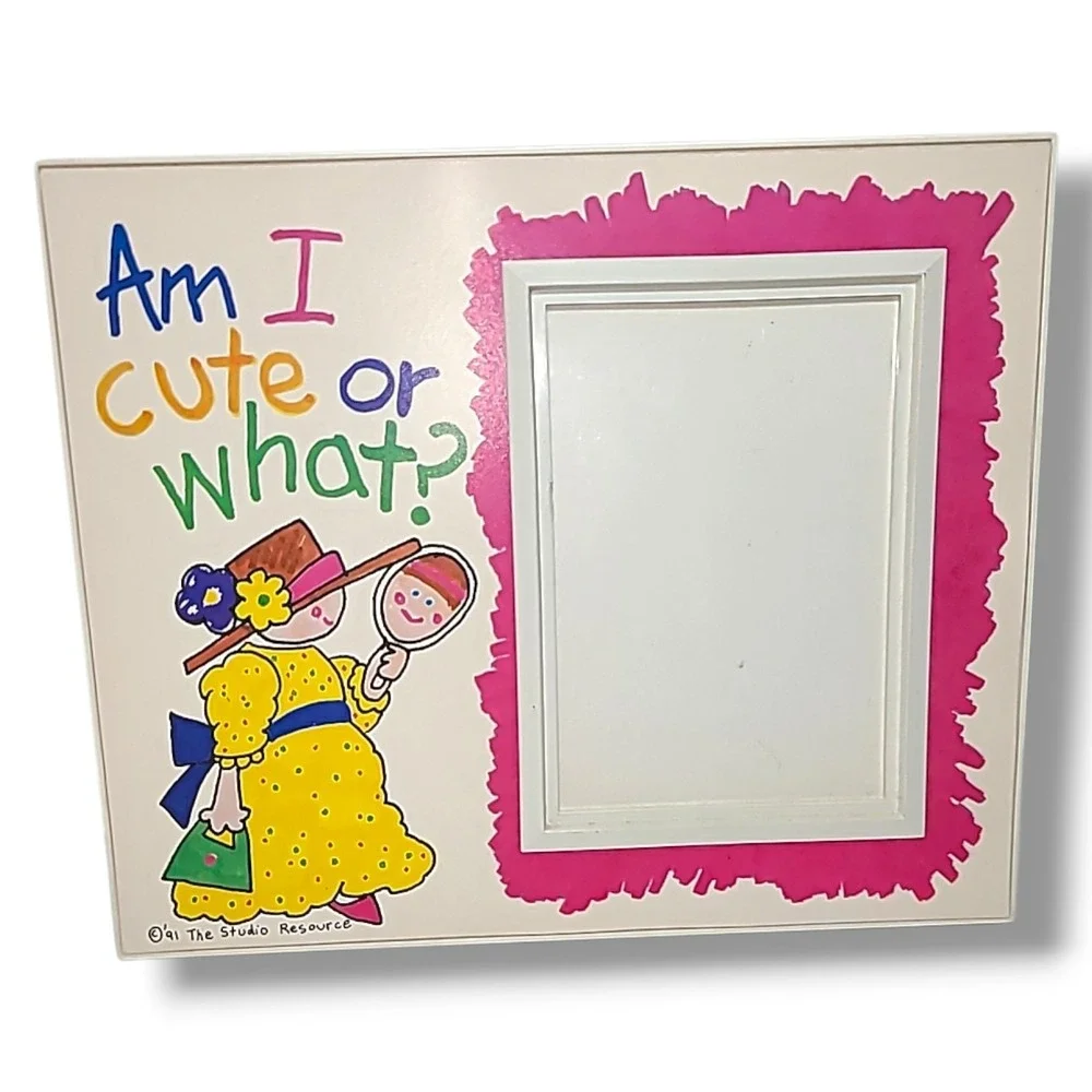 Vintage 1991 Ultraframe Cute Or What? Picture Frame Plastic 90s Kidcore Decor